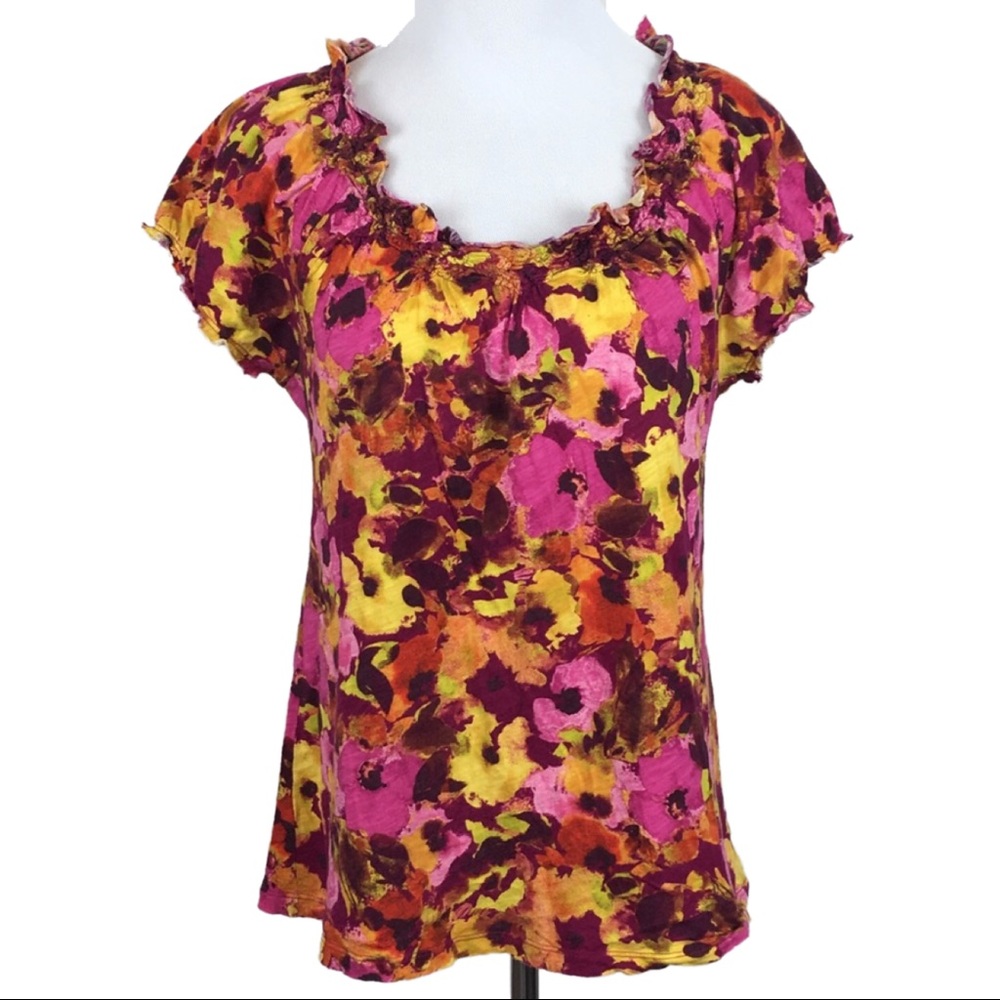 Ann Taylor LOFT M Short Sleeve Top Floral